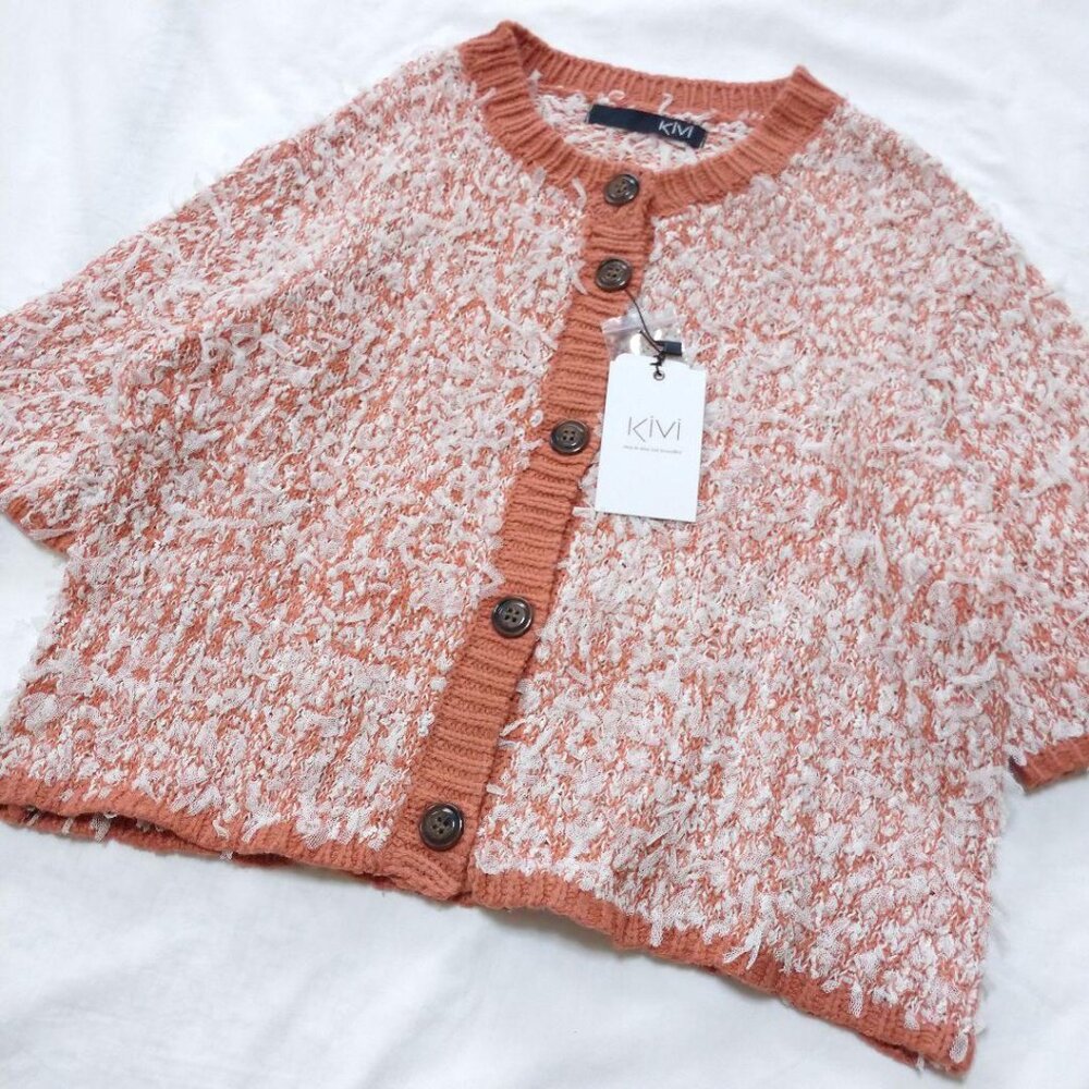 Kivie Orange Short-sleeved Cardigan